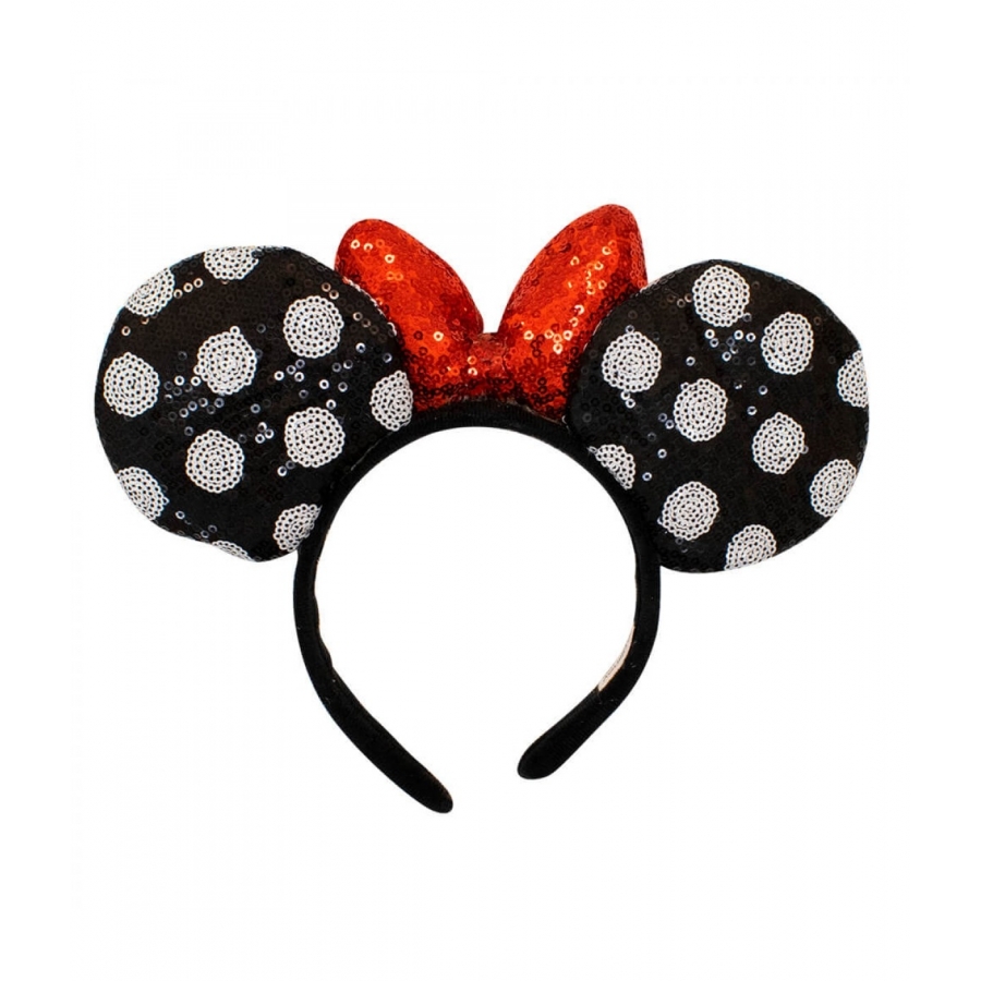 Tiara Laço Fofinho Vermelho Orelhas Minnie Lantejoulas - Crey Stores