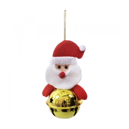 Boneco Papai Noel Com Sino Amarelo 13cm - Enfeite Natalino ampliada