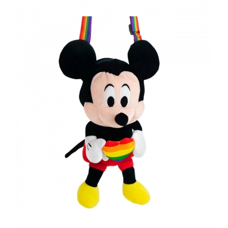 Mini Bolsa PelÃºcia Mickey CoraÃ§Ã£o Arco-Ãris 20cm - Disney ampliada