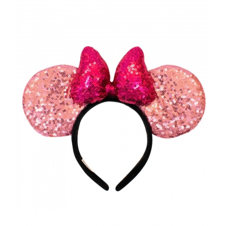 Tiara LaÃ§o Roxo Orelhas Rosa Minnie Lantejoulas - Disney ampliada