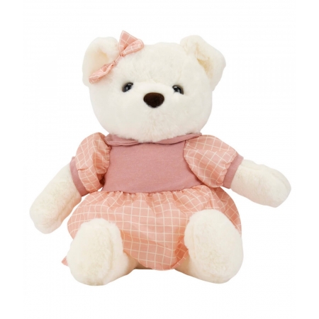 Urso Vestido Rosa Quadriculado 30cm - PelÃºcia ampliada