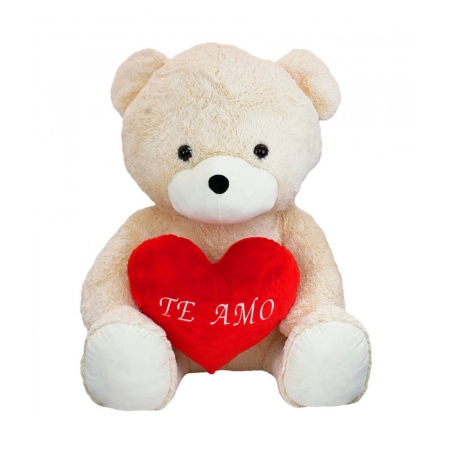 Urso Branco CoraÃ§Ã£o Te Amo 70cm - PelÃºcia ampliada