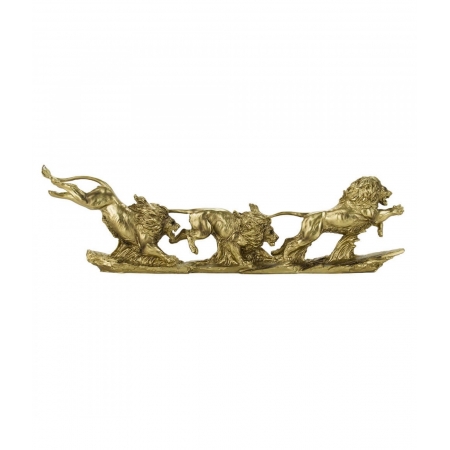 LeÃ£o Dourado Movimento 45cm - Resina Animais ampliada