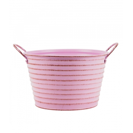 Balde Metal RÃºstico Rosa AlÃ§as MetÃ¡licas Jardinagem 11x17cm ampliada