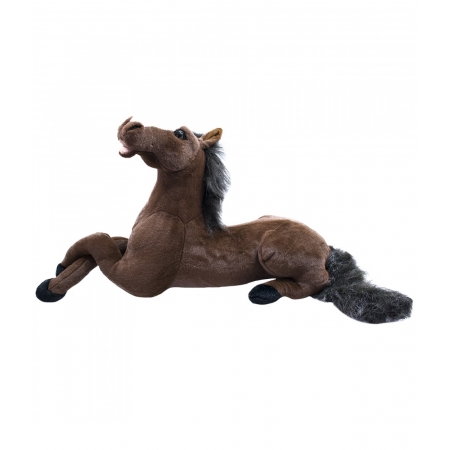 Cavalo Realista Marrom Escuro Deitado 54cm - PelÃºcia ampliada