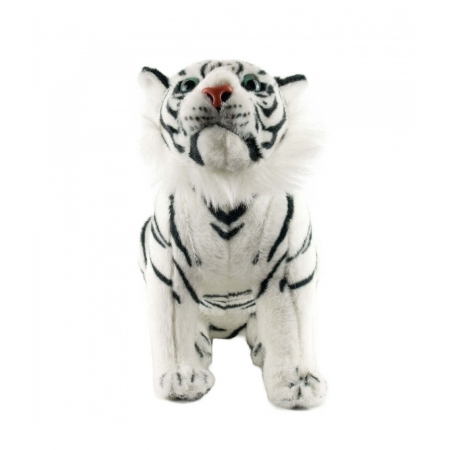 Tigre Branco Sentado Realista 31cm - PelÃºcia ampliada