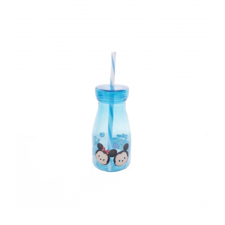 Copo Azul Com Canudo Mickey E Minnie Tsum Tsum 350ml - Disney ampliada