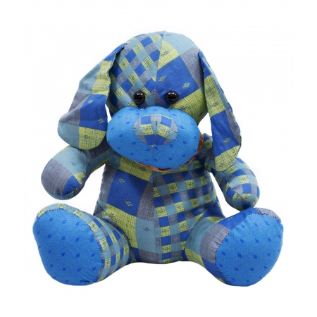 Cachorro Azul De Pano Sentado LaÃ§o PescoÃ§o 29cm - PelÃºcia ampliada