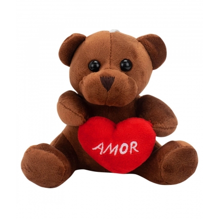 Chaveiro Urso Marrom Escuro CoraÃ§Ã£o Amor 12cm - PelÃºcia ampliada