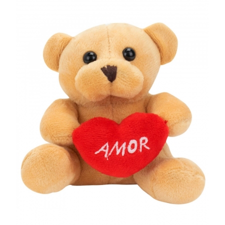 Chaveiro Urso Bege CoraÃ§Ã£o Amor 12cm - PelÃºcia ampliada