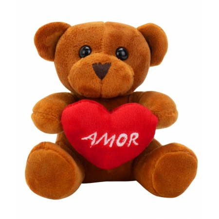 Chaveiro Urso Marrom Claro CoraÃ§Ã£o Amor 12cm - PelÃºcia ampliada