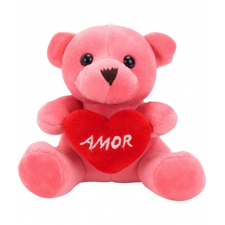 Chaveiro Urso Rosa CoraÃ§Ã£o Amor 12cm - PelÃºcia ampliada