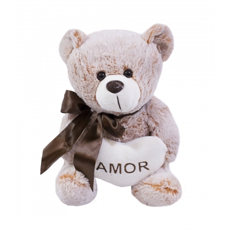 Urso CoraÃ§Ã£o Amor Marrom Alaranjado 30cm - PelÃºcia ampliada