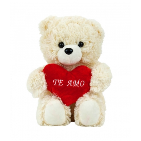 Urso Branco CoraÃ§Ã£o Te Amo 30cm - PelÃºcia ampliada