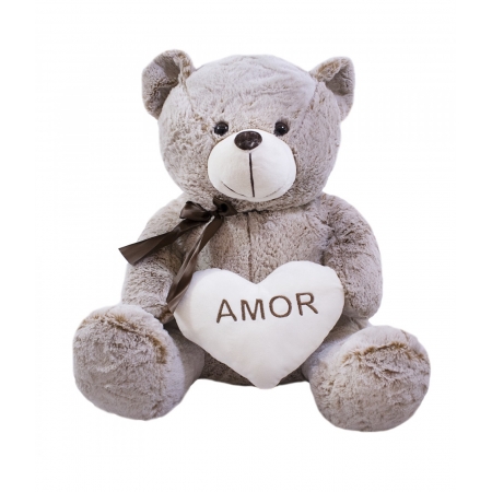 Urso CoraÃ§Ã£o Amor Marrom Acinzentado 50cm - PelÃºcia ampliada