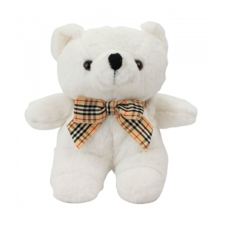 Chaveiro Urso Branco LaÃ§o 15cm - PelÃºcia ampliada