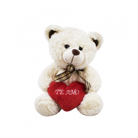 Urso Branco CoraÃ§Ã£o Te Amo 30cm - PelÃºcia ampliada