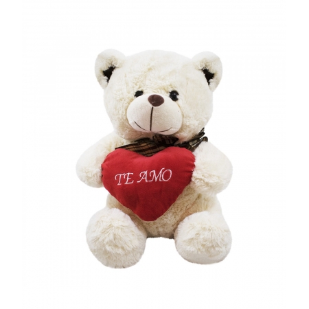 Urso Branco CoraÃ§Ã£o Te Amo 40cm - PelÃºcia ampliada