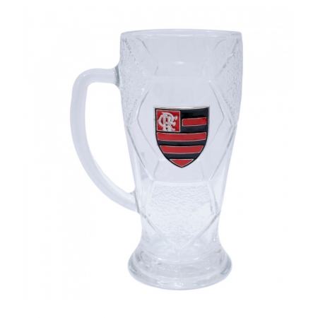 Caneca Vidro Bola Futebol 630ml - Flamengo ampliada