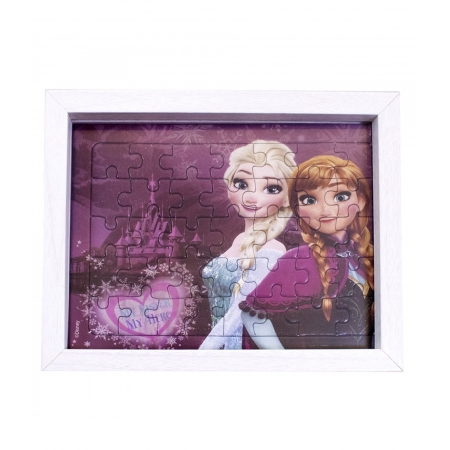Porta Retrato Quebra CabeÃ§a Anna & Elsa Frozen 15X19cm - Disney ampliada