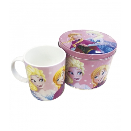 Caneca De Porcelana Rosa Na Lata Anna & Elsa Frozen 350ml - Disney ampliada