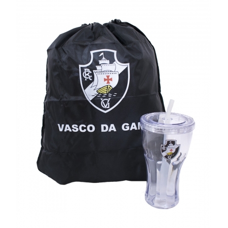 Copo Com Canudo 550ml E Mochila Tipo Saco - Vasco ampliada