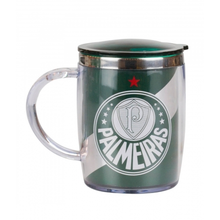 Caneca TÃ©rmica Com Tampa 450ml - Palmeiras ampliada