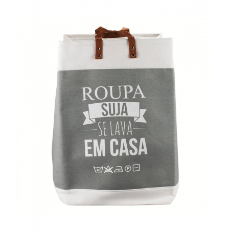 Porta Objetos Cesto Cinza Roupa Suja Se Lava Em Casa 53x35cm ampliada