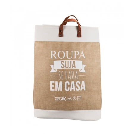 Porta Objetos Cesto Bege Roupa Suja Se Lava Em Casa 53x35cm ampliada