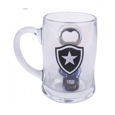 Caneca De Vidro Com Abridor De Garrafas 380ml - Botafogo ampliada