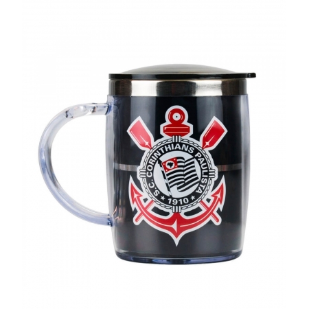 Caneca TÃ©rmica Com Tampa 450ml - Corinthians ampliada