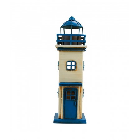 Farol Cofrinho Detalhes Azul 34x10.5x10.5cm Estilo RetrÃ´ Vintage ampliada