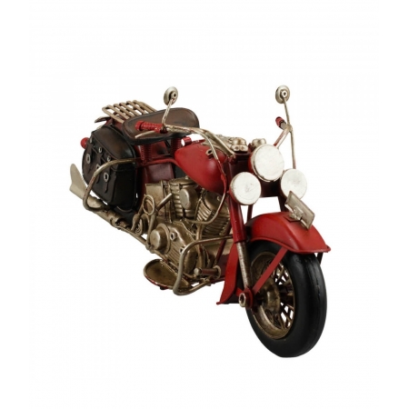 Motocicleta Vermelha 14x26x10cm Estilo RetrÃ´ Vintage ampliada