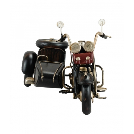Motocicleta Preta Com Sidecar 11x19x13cm Estilo RetrÃ´ - Vintage ampliada