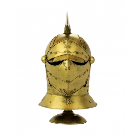 Enfeite Capacete Cavaleiro Medieval Dourado 47x26x30cm ampliada