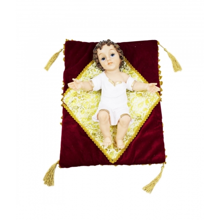 Menino Jesus Roupa Branca Na Almofada 37cm - Enfeite Resina ampliada