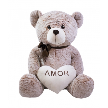 Urso CoraÃ§Ã£o Amor Marrom Alaranjado 60cm - PelÃºcia ampliada