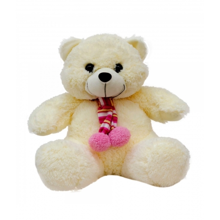 Urso Branco Com Cachecol 35cm - PelÃºcia ampliada