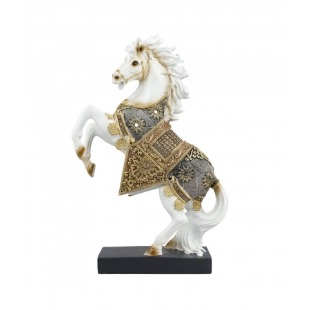 Cavalo Branco Empinando 34cm - Resina Animais ampliada