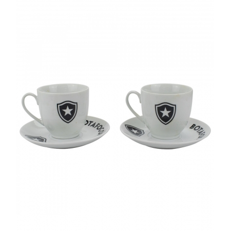 Jogo Com 2 XÃ­caras De Porcelana 180ml - Botafogo ampliada