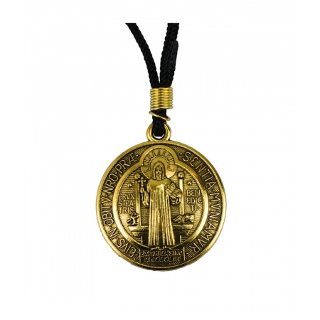 Colar Dourada MedalhÃ£o SÃ£o Bento 3.5cm ampliada