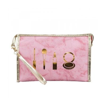 Necessaire Rosa Maquiagem 15x7x23.5cm ampliada