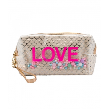 Necessaire Retangular Branco Sereia Love 11x7x18cm ampliada