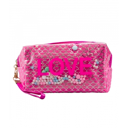 Necessaire Retangular Pink Sereia Love 11x7x18cm ampliada