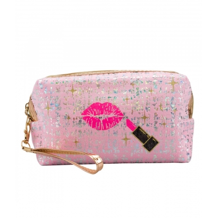 Necessaire Retangular Rosa Beijo 11x6x18cm ampliada