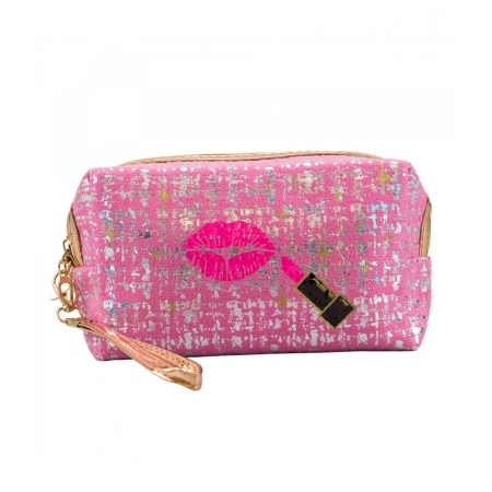 Necessaire Retangular Pink Beijo 11x6x18cm ampliada