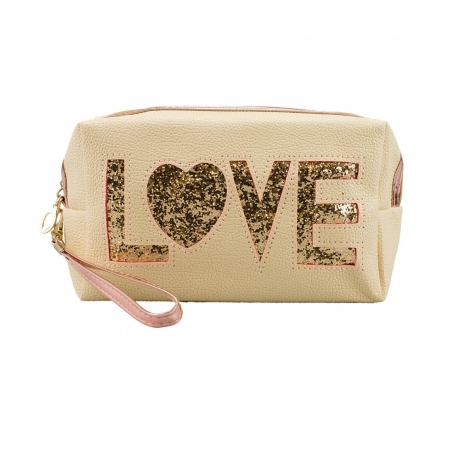 Necessaire Retangular Creme Love 12x7.5x20cm ampliada