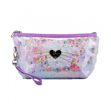 Necessaire Pink Pelinho Azul 13x7x25cm ampliada