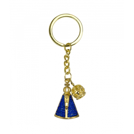 Chaveiro Nossa Senhora Aparecida Azul Coroa Dourada 3cm ampliada