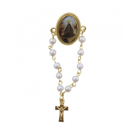 Broche Nossa Senhora Aparecida TerÃ§o 7cm ampliada